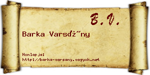 Barka Varsány névjegykártya